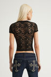 Lace Fitted Tee, BLACK - example image 3