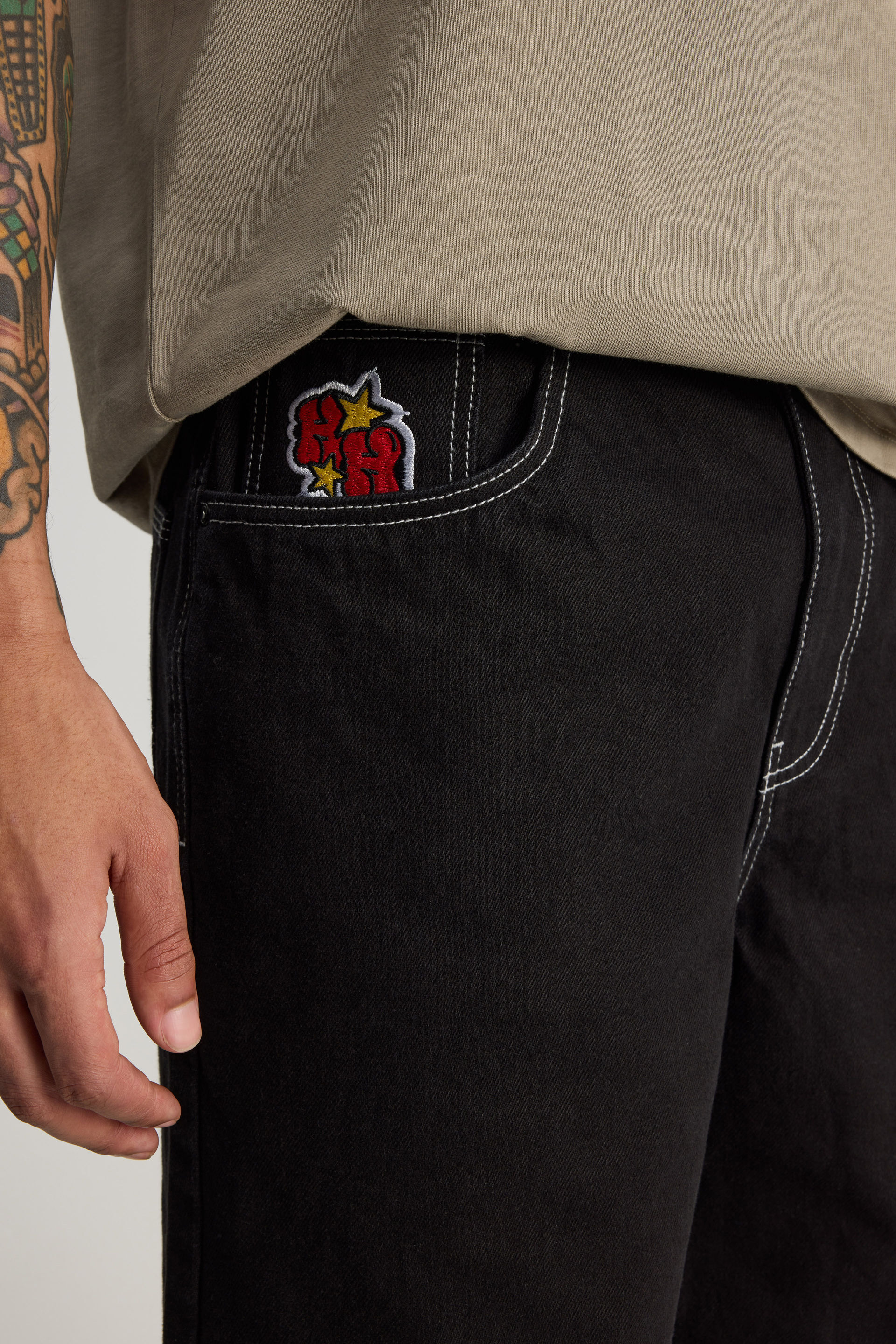 Half Half Painter Baggy Denim Short