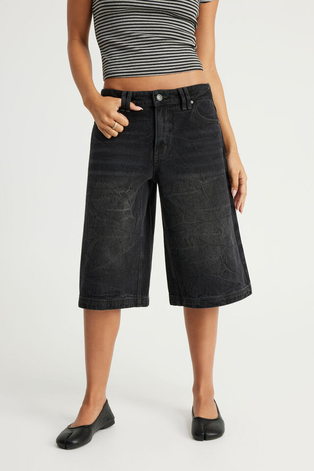 Mega Baggy Jort, BLACK/YOU RE MY BUTTERFLY