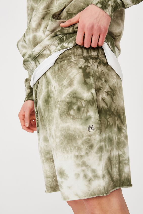 Tie Dye Track Short, WHITE/ARMY GREEN TIE DYE
