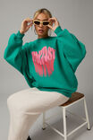 Slouchy Premium Graphic Crew, PEPPER GREEN/FANTASY - alternate image 5