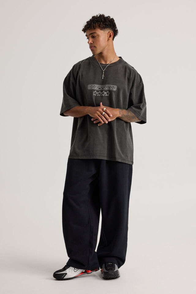 Notion Vintage Box Fit Graphic Tshirt, NTN WASHED BLACK/STAR SPRAY