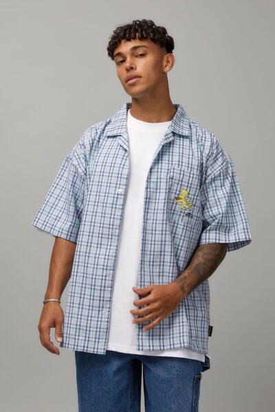 Simpsons Street Shirt, LCN SIM BLUE CHECK/BART