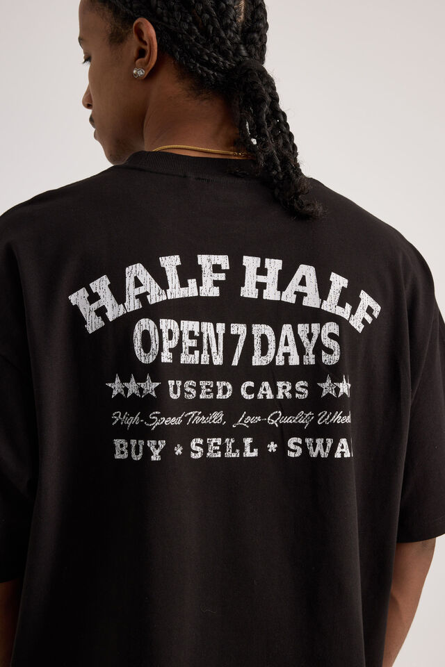 Half Half Heavyweight Box Fit Graphic Tshirt, HH BLACK/USED CARS