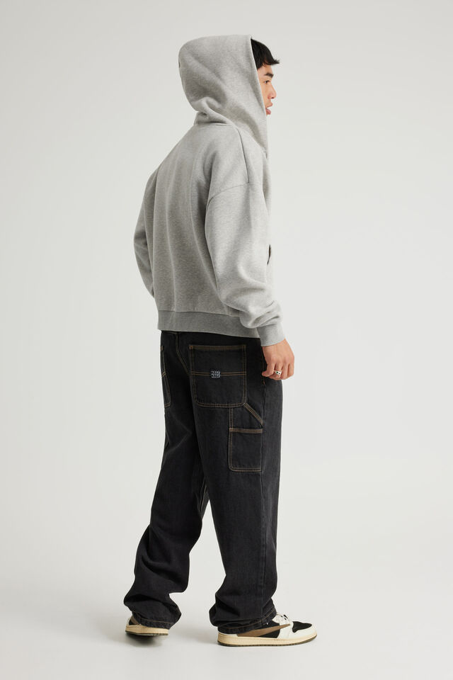 Half Half Baggy Painter Jean, BLACK STONE