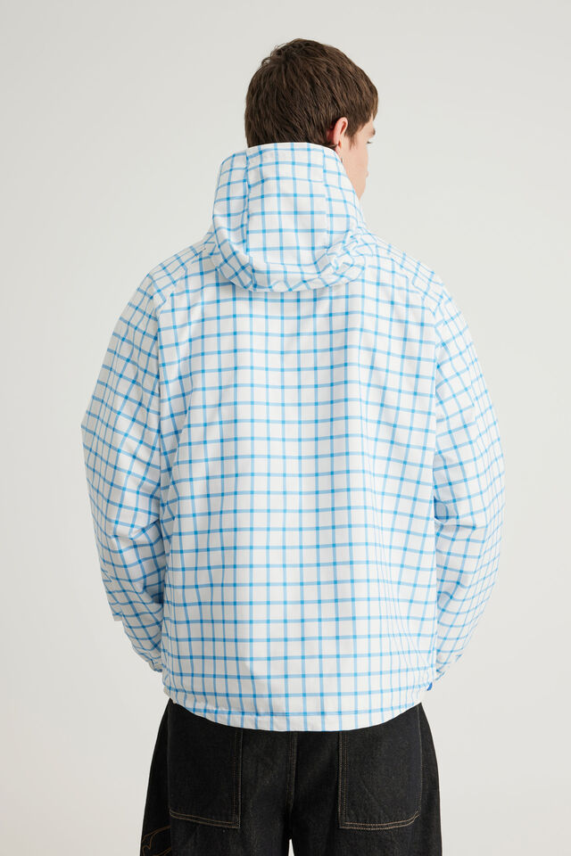 Half Half Hooded Jacket, FRESH WINDOW CHECK