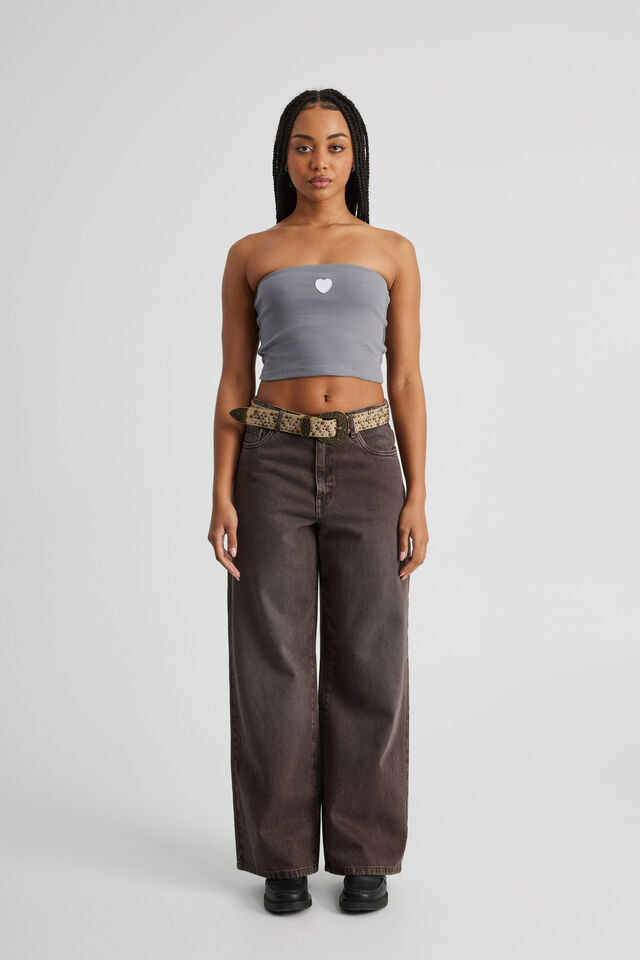 Longline Graphic Bandeau, WASHED STEEL/HEART