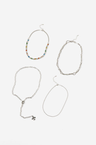 Layered Festive Necklace, SILVER