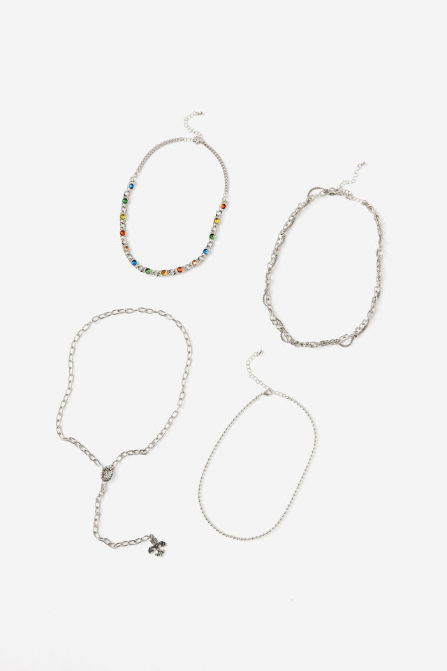 Layered Festive Necklace, SILVER