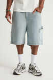 Half Half Painter Baggy Denim Short, DAY BLUE - alternate image 2