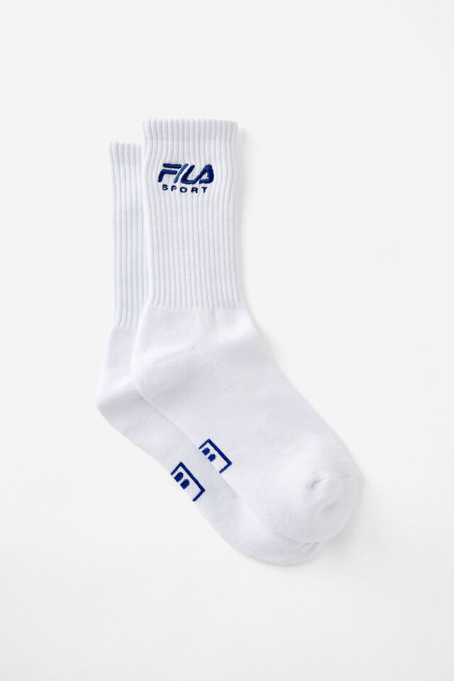 Unisex Rib Sock - Lcn, LCN FILA SPORT LOGO EMB WHITE