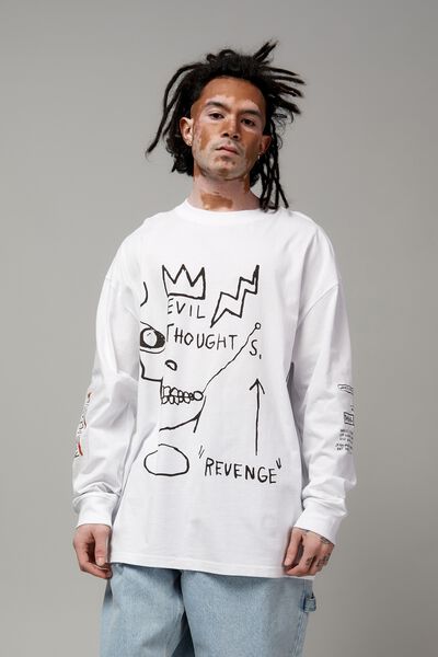 Oversized Long Sleeve Basquiat T Shirt, LCN BASQ WHITE/BASQUIAT REVENGE