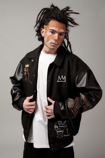 Basquiat Varsity Jacket, LCN BSQ BASQUIAT/BLACK