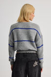 Bailey Stripe Knit Crew, GREY MARLE/ELECTRIC BLUE STRIPE - alternate image 3