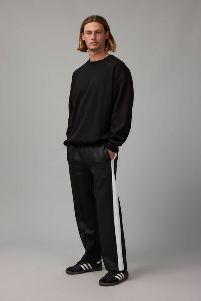 Straight Leg Knit Track Pant, BLACK/SIDE STRIPE