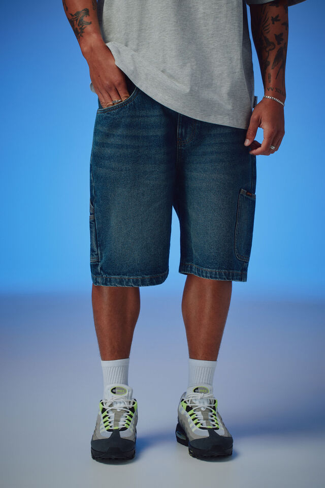 Half Half Painter Baggy Denim Short, DESERT HORIZON