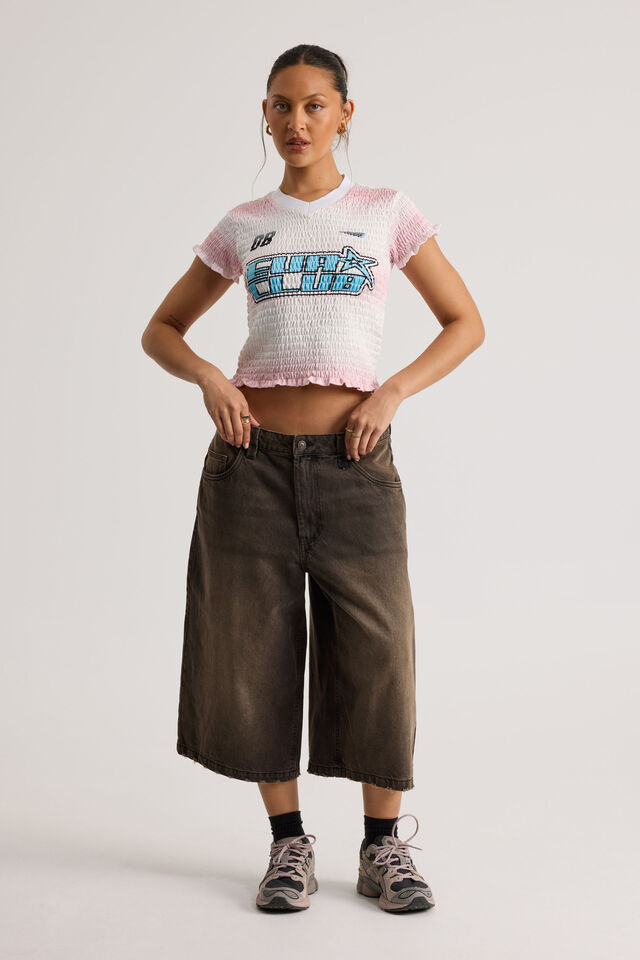 Shirred Fitted Sports Jersey, PINK/EURO CLUB