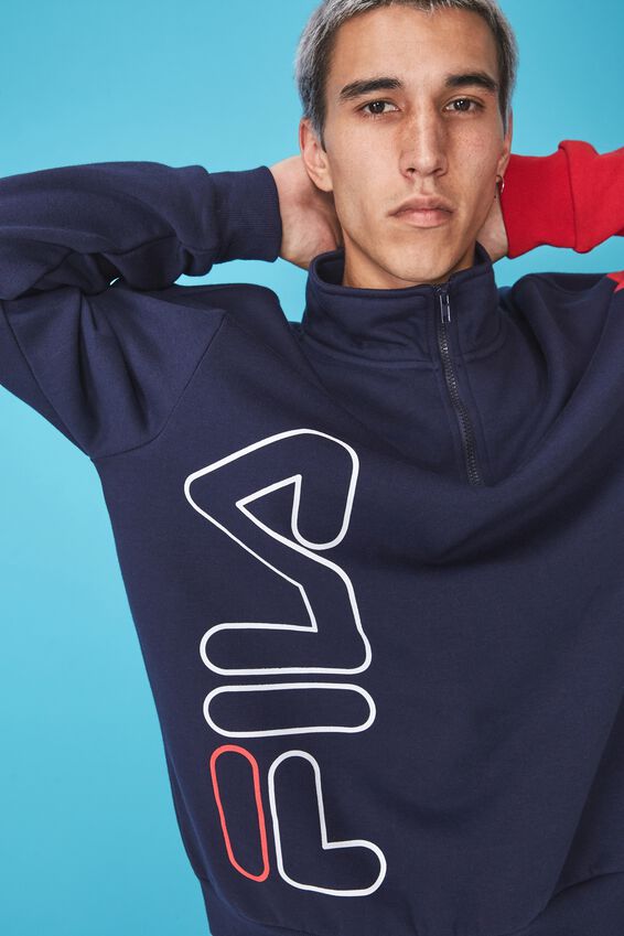 Fila Lcn Qtr Zip Fleece, NAVY/RED