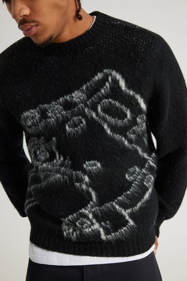 Spongebob Squarepants X Half Half Knit, LCN NIC BLACK/SPONGEBOB OUTLINE