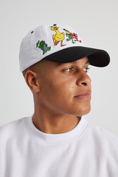 Lcn Sesame Street Golf Cap, LCN SESAME ST CHARACTERS OFF WHT BLK