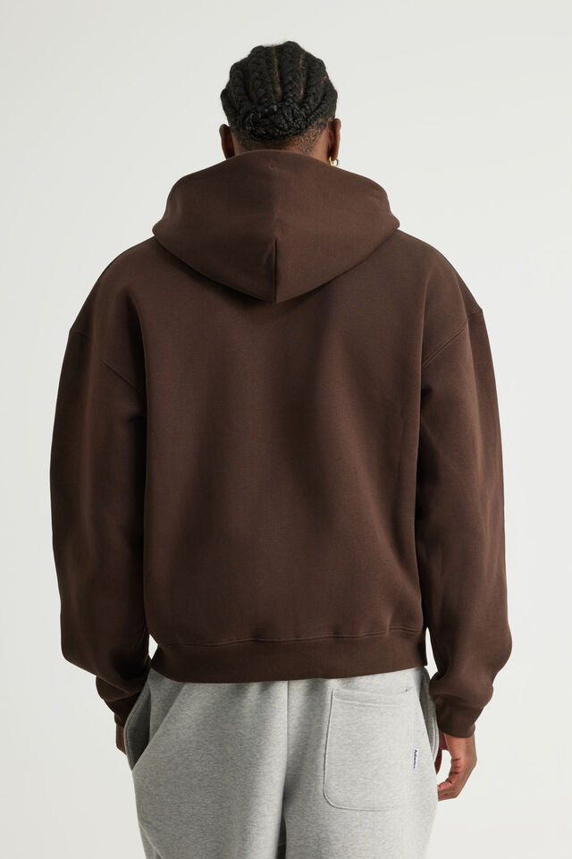 Authentics Boxy Zip Thru Hoodie, WALNUT