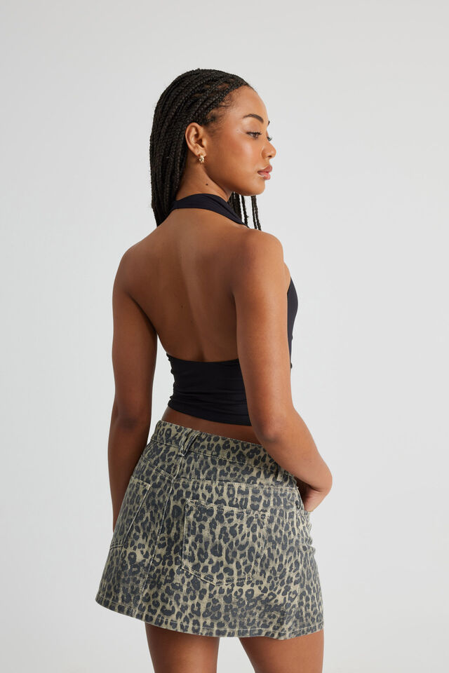 Bella Cowl Neck Halter, BLACK