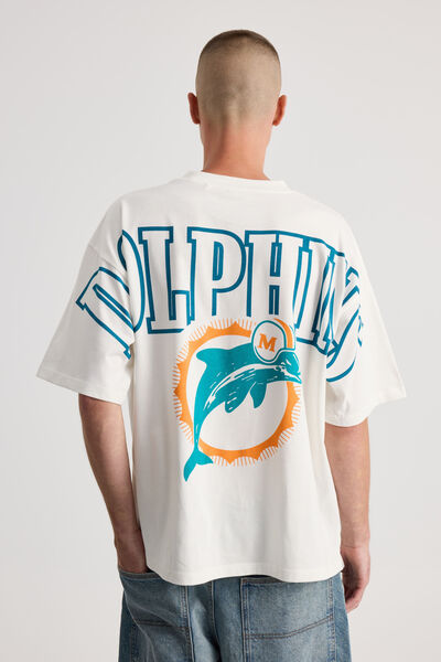 Heavyweight Box Fit Nfl Tshirt, LCN NFL CLOUD/DOLPHINS Y2K