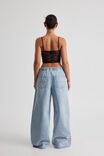 Elastic Waist Baggy Jean, FADED BLUE - alternate image 3