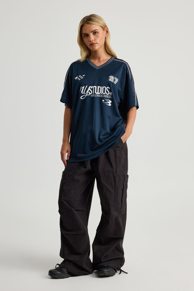 V Neck Sports Jersey, NAVY BLAZER/NY STUDIO