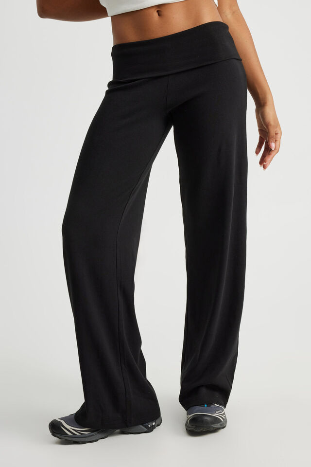 Roll Over Straight Leg Pant, BLACK