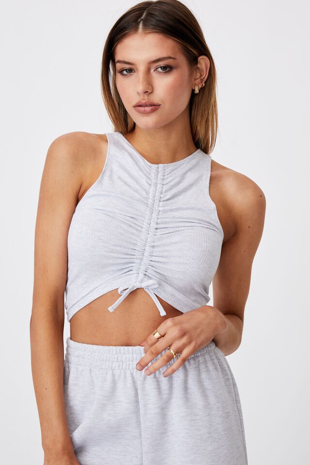 Ruched Front Tank, SILVER MARLE