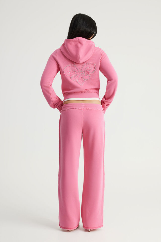Straight Leg Track Pant, NTN WASHED HYPER PINK