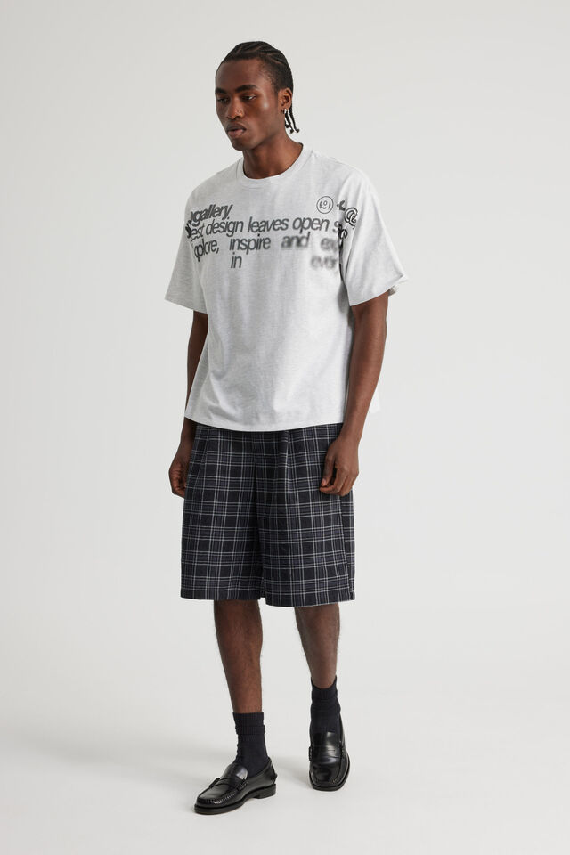 Open Gallery Box Fit Tshirt, OG SILVER MARLE/FRONT TEXT