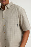 Half Half Short Sleeve Shirt, HH BEIGE BLK CHECK - example image 4