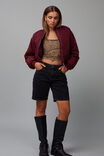Ava Crop Bomber Jacket, BORDEAUX - alternate image 1