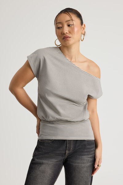 Batwing Longline Top, PUMICE/ASH GREY STRIPE