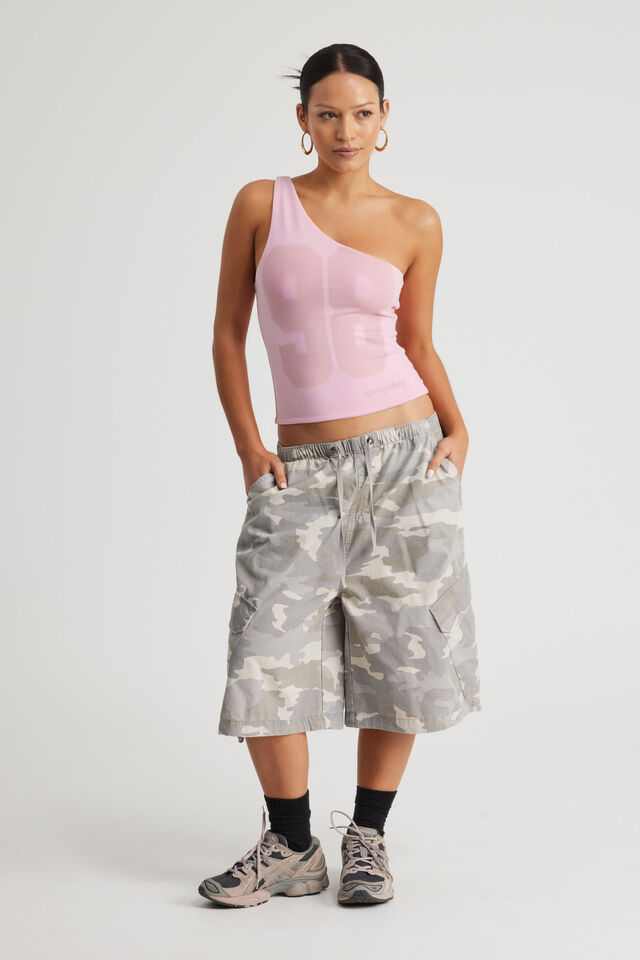 Graphic One Shoulder Tank, ICE PINK/OG 98