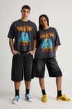Boxy Cropped Music T Shirt, LCN BRA WASHED BLACK/DEF LEPPARD TOUR - alternate image 2