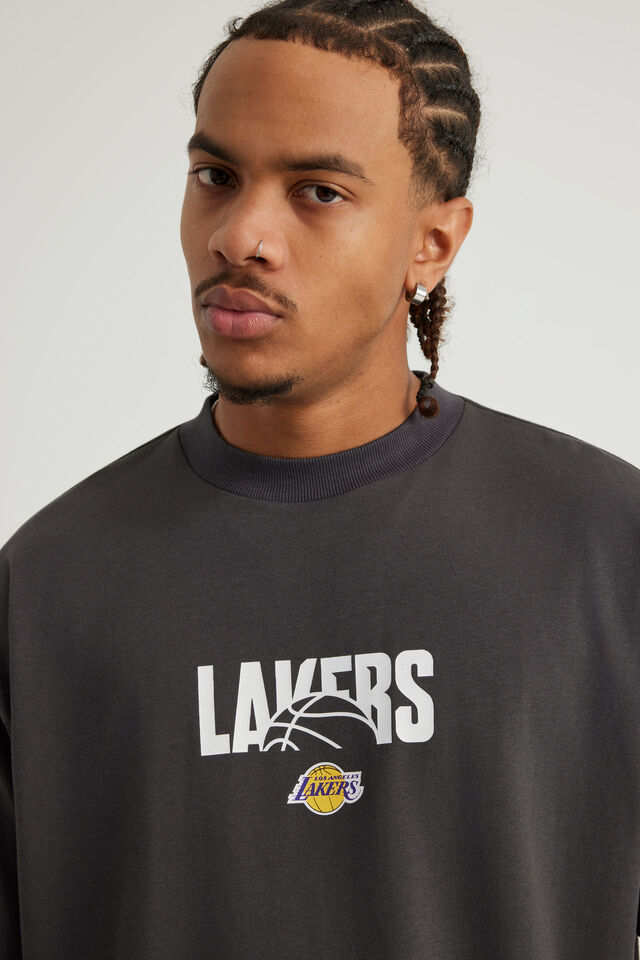 Box Fit Nba T Shirt, LCN NBA SLATE/LAKERS BALL