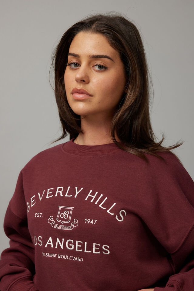 Original Crew Neck Sweater, WASHED BORDEAUX/BEVERLY HILLS HERITAGE