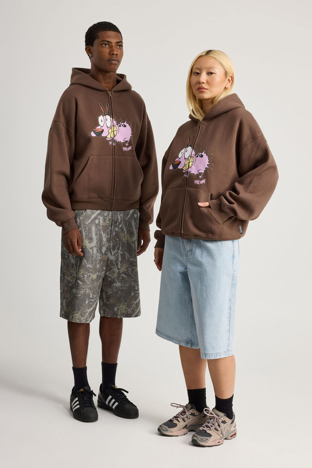 Cartoon Network X Half Half Zip Thru Hoodie, LCN WB MUD/COURAGE HALF HALF
