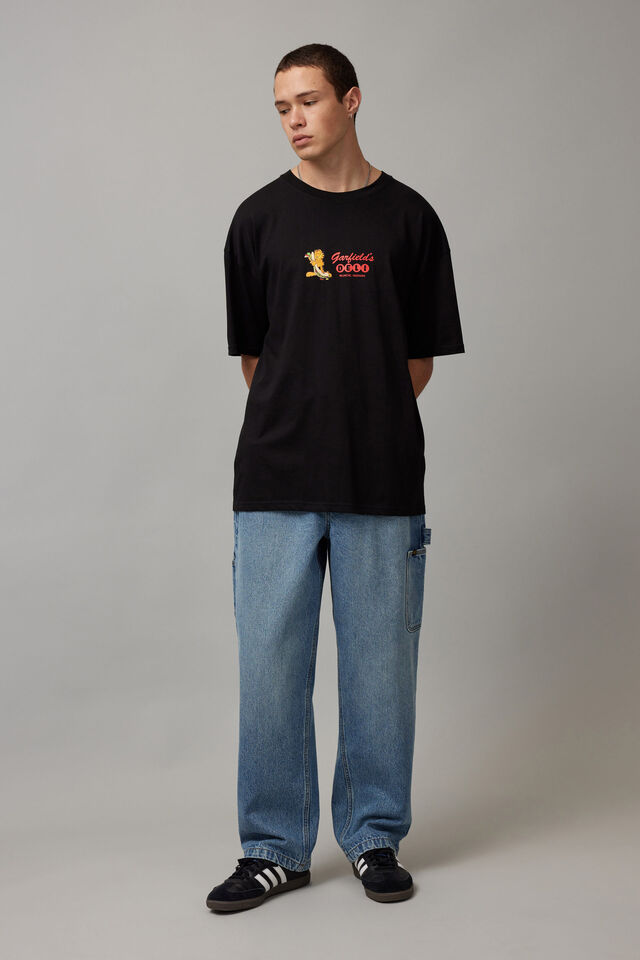 Half Half X Garfield T Shirt, LCN GAR BLACK/GARFIELD DELI