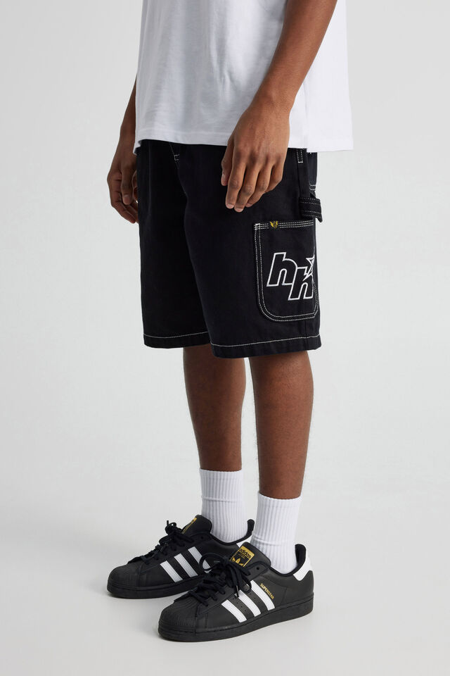 Sesame Street X Half Half Denim Painter Short, LCN SES CLEAN BLACK/SESAME STREET BIG BIRD