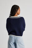 Sara Polo Knit Crop Jumper, NAVY BLAZER/OFF WHITE - alternate image 3