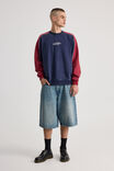 Half Half Piped Crew, HH WASHED MIDNIGHT NAVY/PANELLED Y2K - alternate image 2