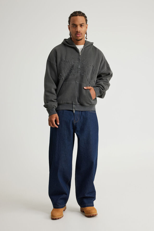 Notion Zip Thru Hoodie, NTN WASHED BLACK/METAL TONAL