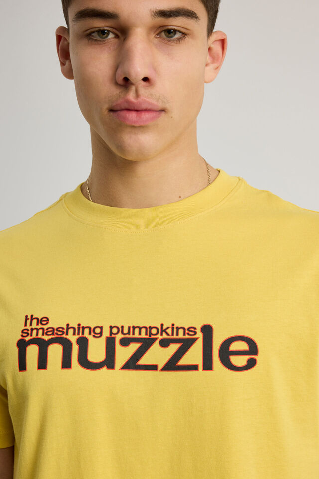 Slim Fit Music Merch Tshirt, LCN MT SMASHING PUMPKINS MUSTARD/MUZZLE