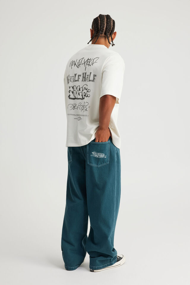 Half Half Classico Baggy Jean, WASHED MARINE TEAL