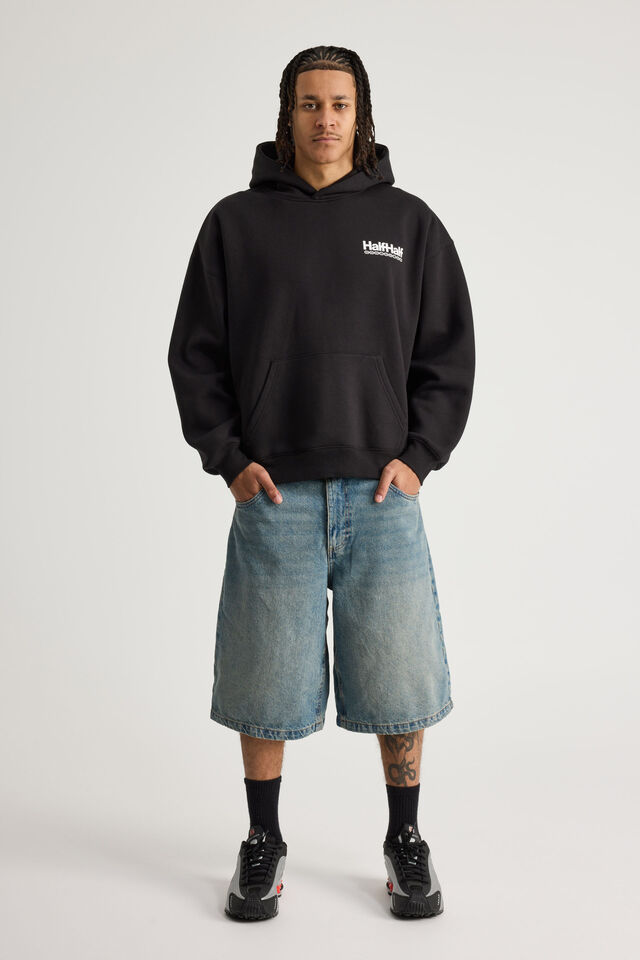 Half Half Hoodie, HH BLACK/HARD WEAR