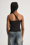 One Shoulder Buckle Top, BLACK - alternate image 3